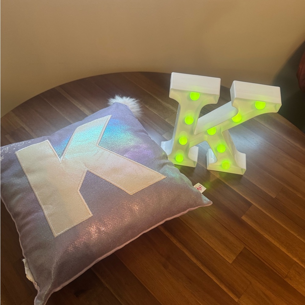 Letter K Pillow and Light Set